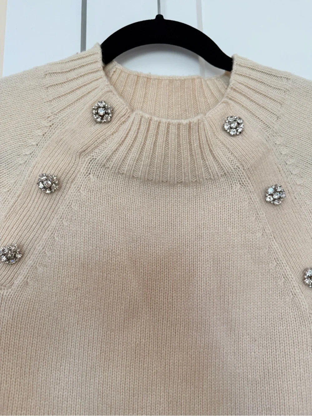 J. Crew Cream Sweater with Jeweled Buttons